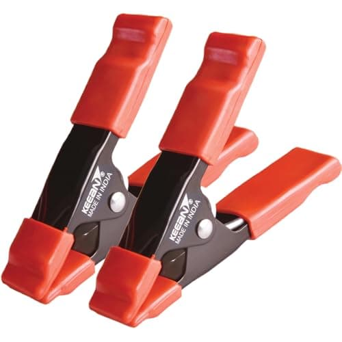 KEEAN 1 INCH JAW OPENING METAL SPRING CLAMP HEAVY DUTY PROTECTIVE HANDLE AND TIPS (PACK OF 2) DIY BUILDING AND WOOD WORKING