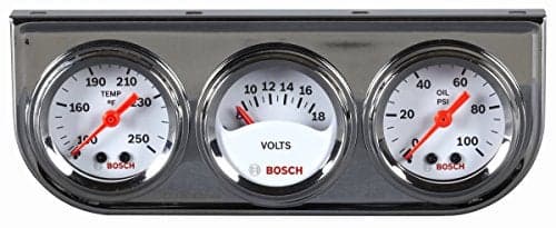 BOSCH SP0F000039 Style Line 112 Mini Triple Gauge Kit White Dial Face Chrome Bezel