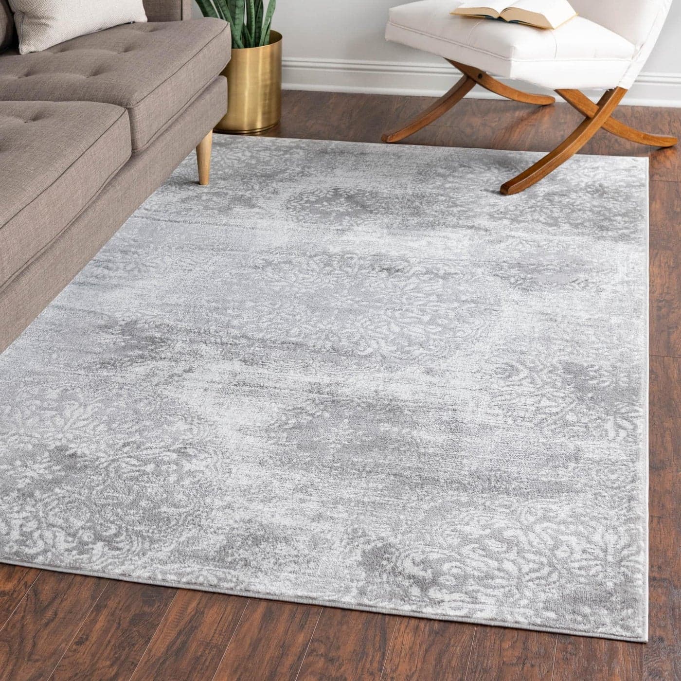Unique Loom Sofia Collection Area Rug Grand 7 10 x 10 Rectangle Light Gray Ivory