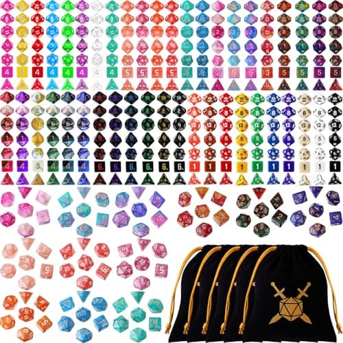 Yilloog 315 Pcs Dice Sets Bulk Polyhedral Dice Bulk with Drawstring Bag Multi Role Playing Table Game D4 D6 D8 D10 D12 D20 Mixed Style