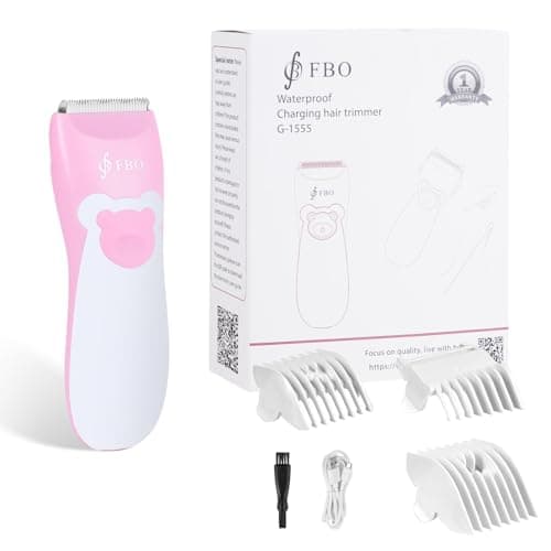 FBO Baby Hair Clipper Professional Quiet Waterproof Painless Body Hair Trimmer MultiPurpose Grooming Kit for Infants Toddlers Adults Home and Salon Use Pink Bear