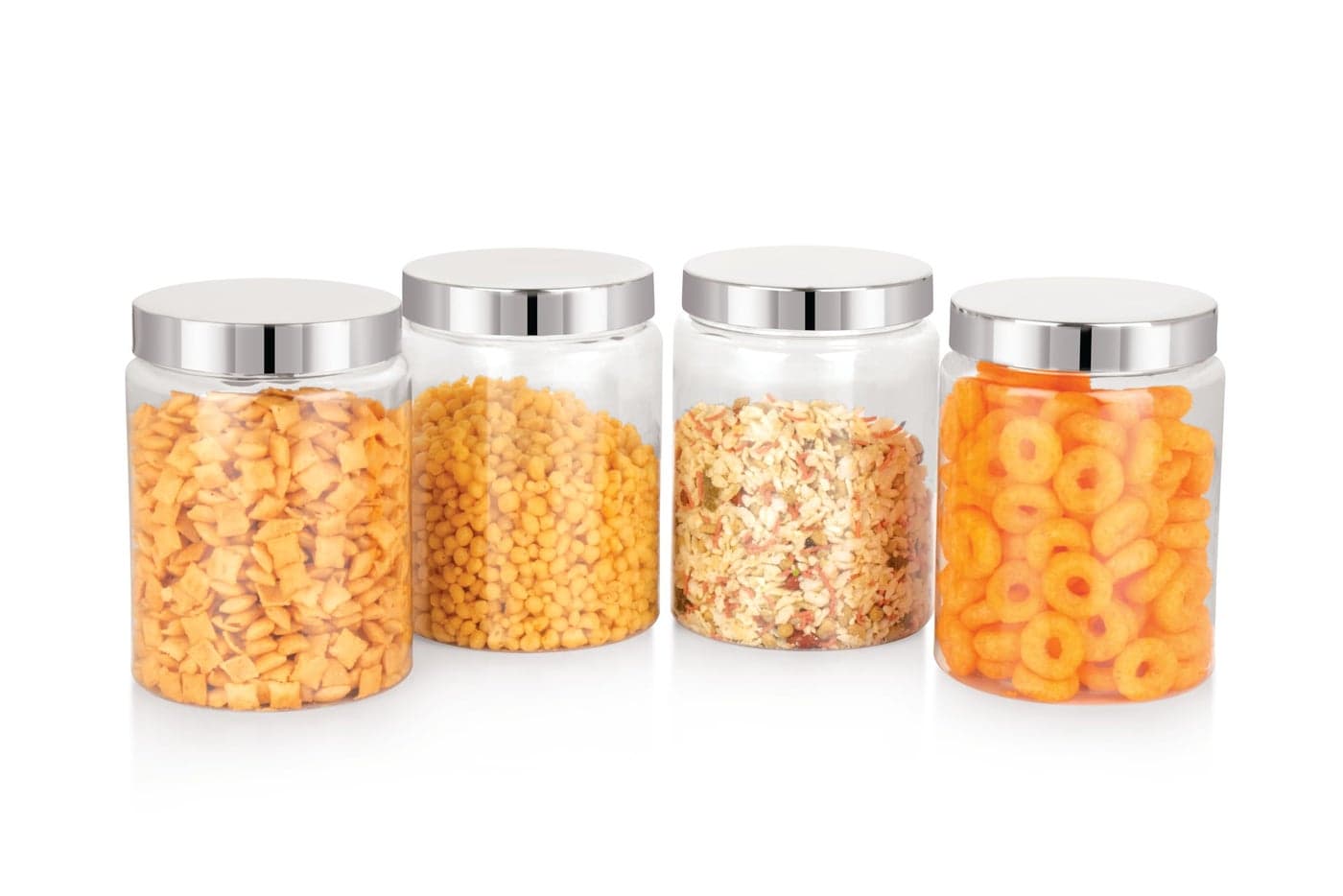 Homeor Plastic Storage Jar & Container, Airtight BPA Free Container for Kitchen Storage, Grocery Kitchen Container, Stackable & Transparent Organizer, Masala Dabba, Multipurpose Jar, 1200 ML Set 4