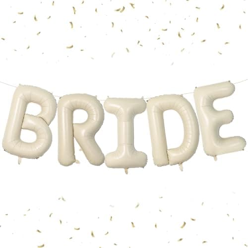 Biapian 40 Inch BRIDE Letter Balloons Big Cream BRIDE Foil Balloons 5 Pcs Giant Foil Large Aluminum Balloon Helium for Wedding Bridal Shower Anniversary Engagement Bachelorette Party Decoration
