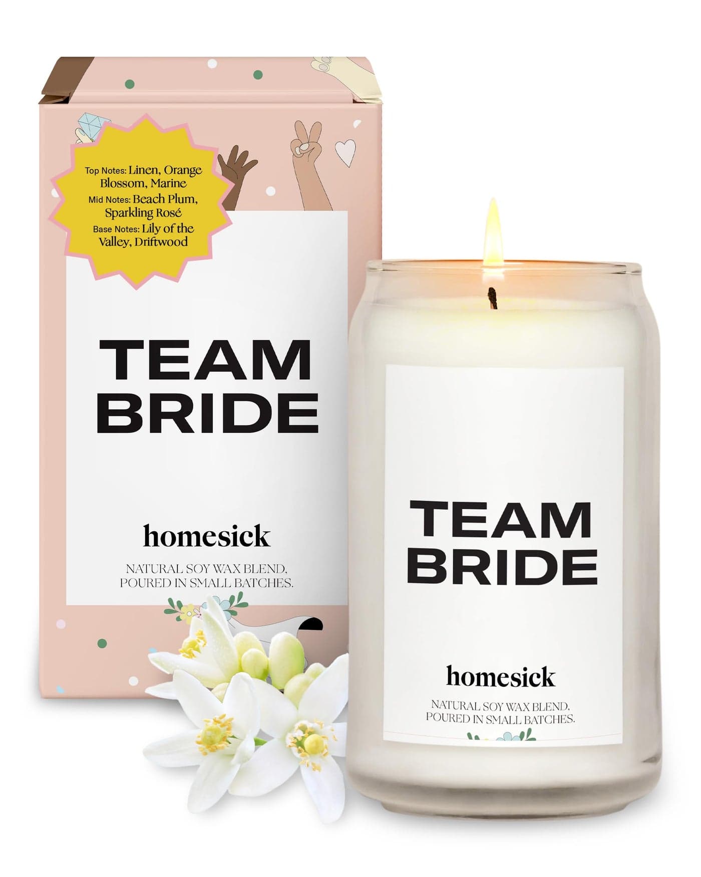 Homesick Scented Candles for Home Team Bride 1375 oz LongLasting Natural Soy Wax Blend Jar Candle Gifts for Women Men 6080 Hours Burn Time Notes of Linen Beach Plum Lily of The Valley