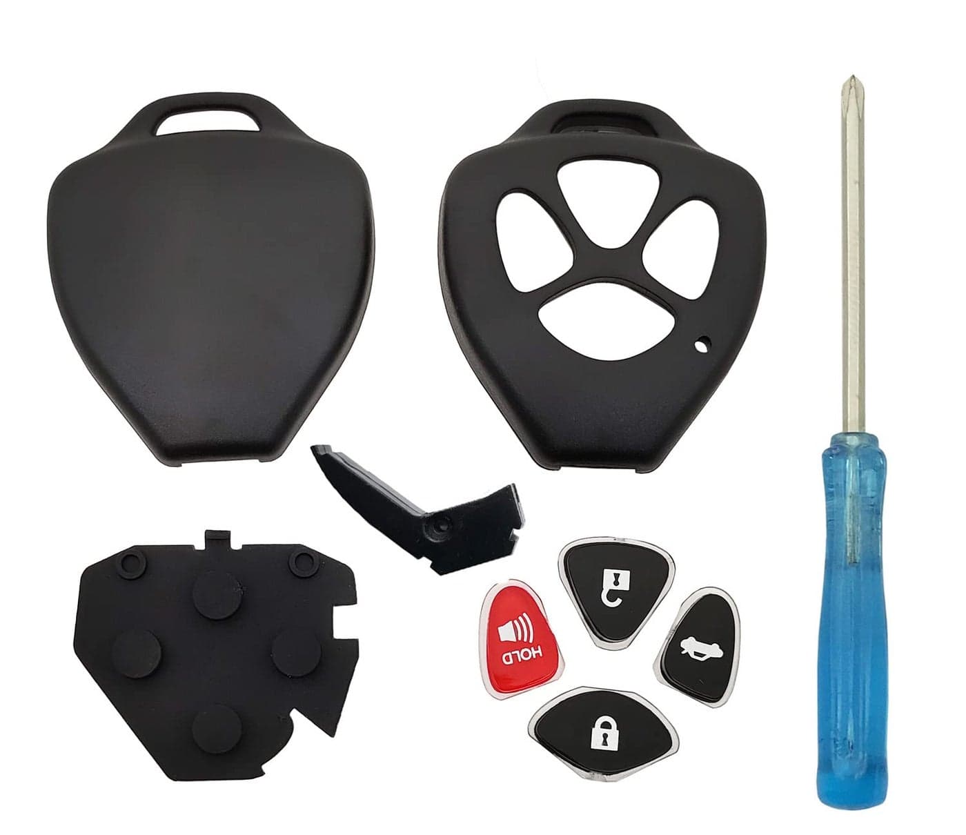 vurbemes Key Case Replacement Key Fob Cover fit for Toyota Camry Avalon Corolla Matrix RAV4 Venza Yaris Remote Key Fob 4 Buttons HYQ12BBY GQ429T Black