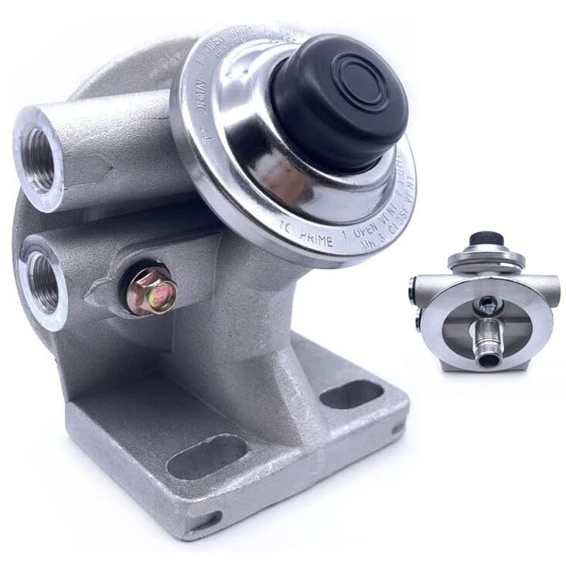RACEGUY Diesel water fuel filter mounting base 38 NPT 114 M16x15mm screw on the manual feed pump 4 ports Spin On Mount Hand Priming White finish with ventvent 2 inlets and 2 outlets threaded