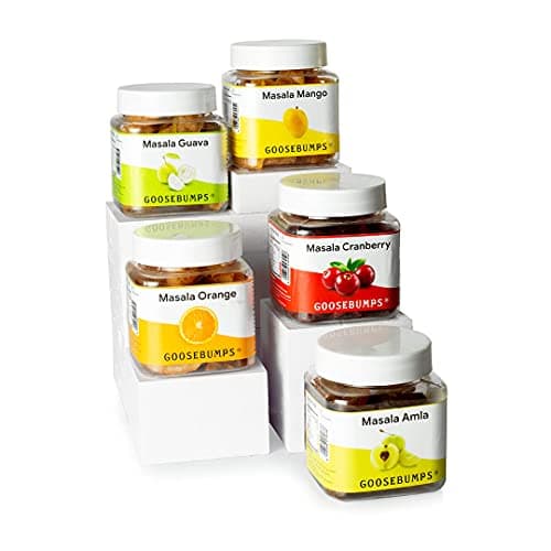 Goosebumps Masala Fruits Combo | Masala Guava, Masala Orange, Masala Cranberry, Masala Mango, Masala Amla | Dried Mix Fruits | (150g Each)