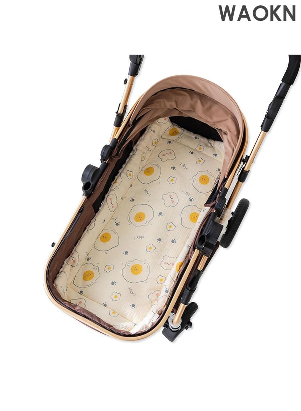 Universal Warm Baby Stroller Seat Liner - Soft Thick Pushchair Cushion Pad Insert for Pram, Buggy & High Chair - Cozy Fleece Winter Seat Cover with Non-Slip Backing - Machine Washable (Omelette Design, )
