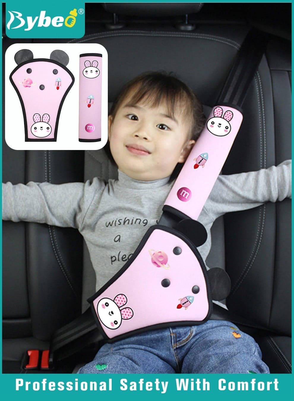 Children Car Seat Belt Adjuster&Covers, Kids Seatbelt Cover Pads for Neck Support, Toddler Safety Shoulder Positioner, Head-Rest Seatbelt Pillow for Travel&Driving, Set of 2