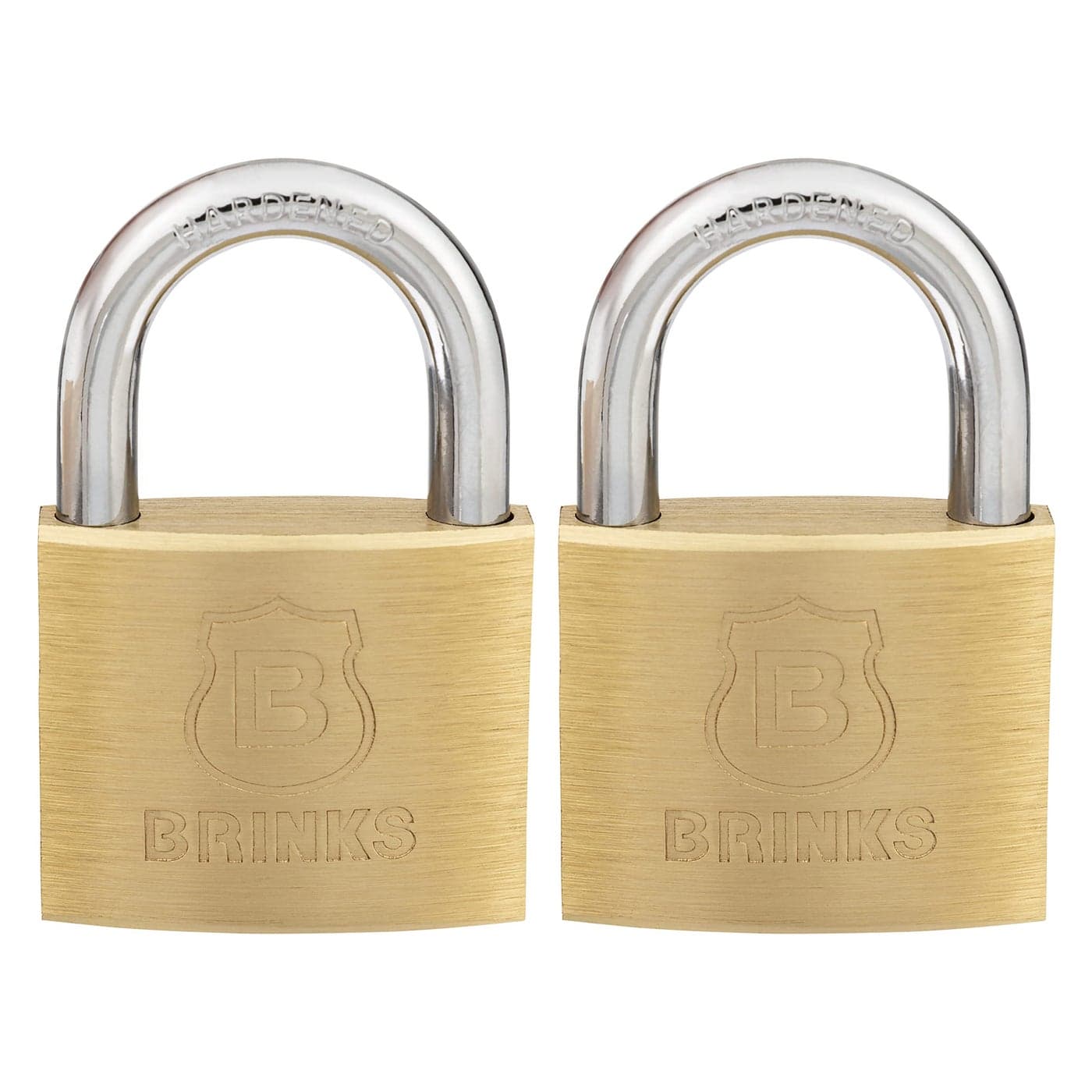 BRINKS 40mm Solid Brass Keyed Padlock with 78 Shackle Clearance 2Pack Chrome Plated with Hardened Steel Shackle 17140202