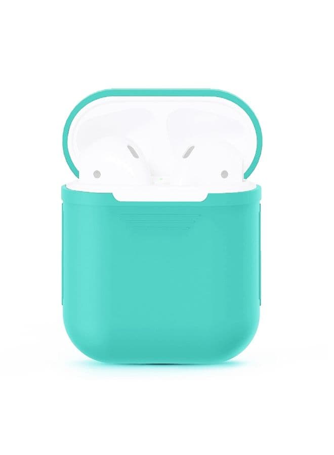 Case Cover Portable Wireless Bluetooth Earphone Silicone Protective Box Anti-lost Dropproof Storage Bag for Apple AirPods 1/2 Earphone is not Included Mint Green