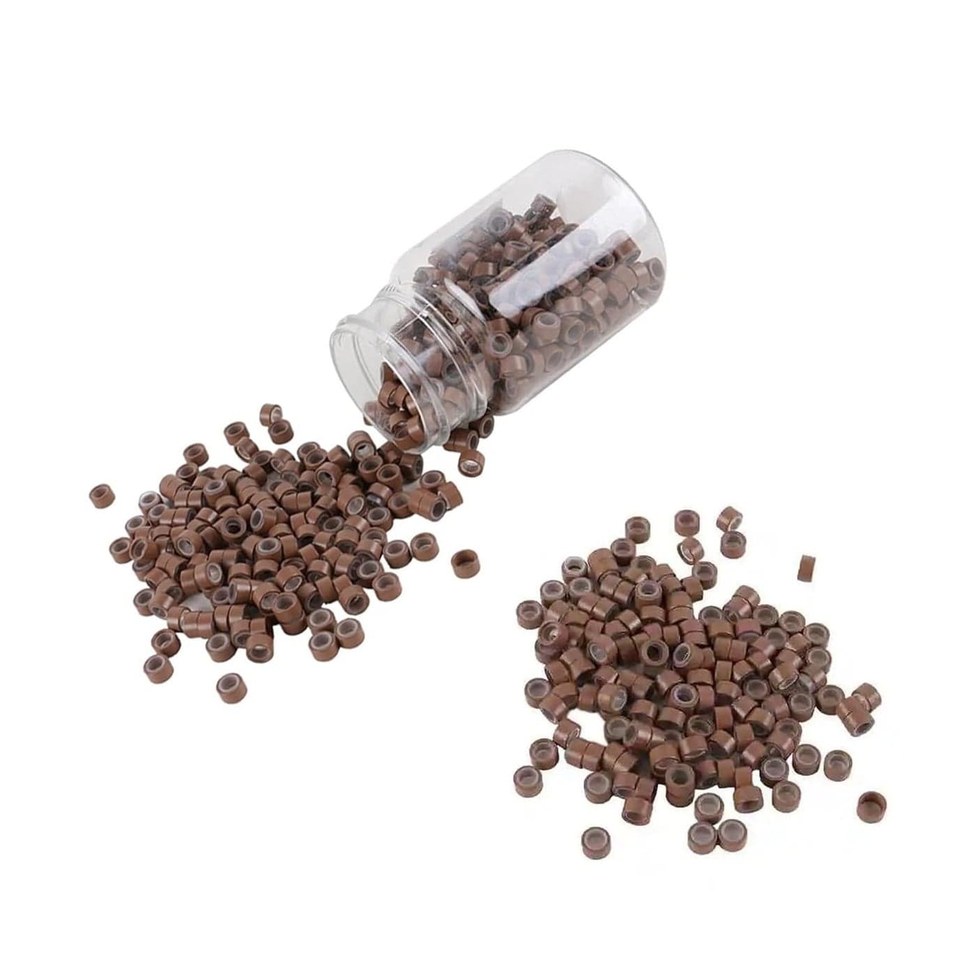 1000 Silicone Micro Link Rings 5mm Lined Beads Deadlocks for Hair Extensions Tool (1000Pcs(Pack of 1) (500Pcs, Light Brown)
