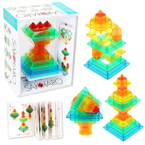 Popular Playthings Sakkaro Geometry Play Stacking Toy Colorful Shape Building Puzzle Stem Learning Gift for Kids Ages 3 Up