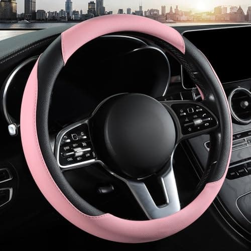 Car Steering Wheel Cover Microfiber Leather Steering Wheel Cover Universal Fit 14515 inch AntiSlip Comfortable Breathable Car Wheel Protector for Men WomenPink