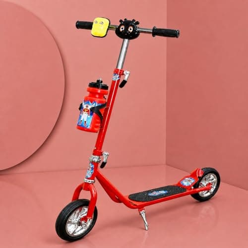 Maanit Power Ranger 2 Wheeler Scooter for Kids with Sipper Stand & Bell (Height Adjustable Scooter Upto 10 Years for Kids) (Red)