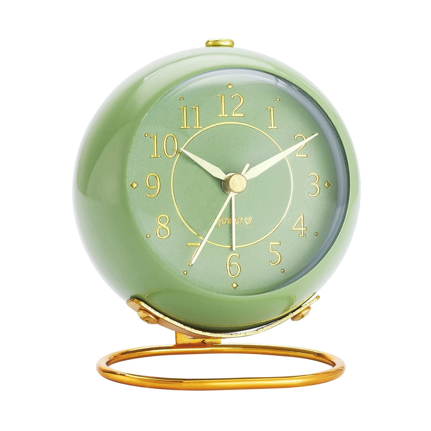 rjuwurv Metal Desk Clock Retro Bedroom Table Vintage Analog Alarm Clock Silent NonTicking Gold Clock Bedside DcorOliveGreen
