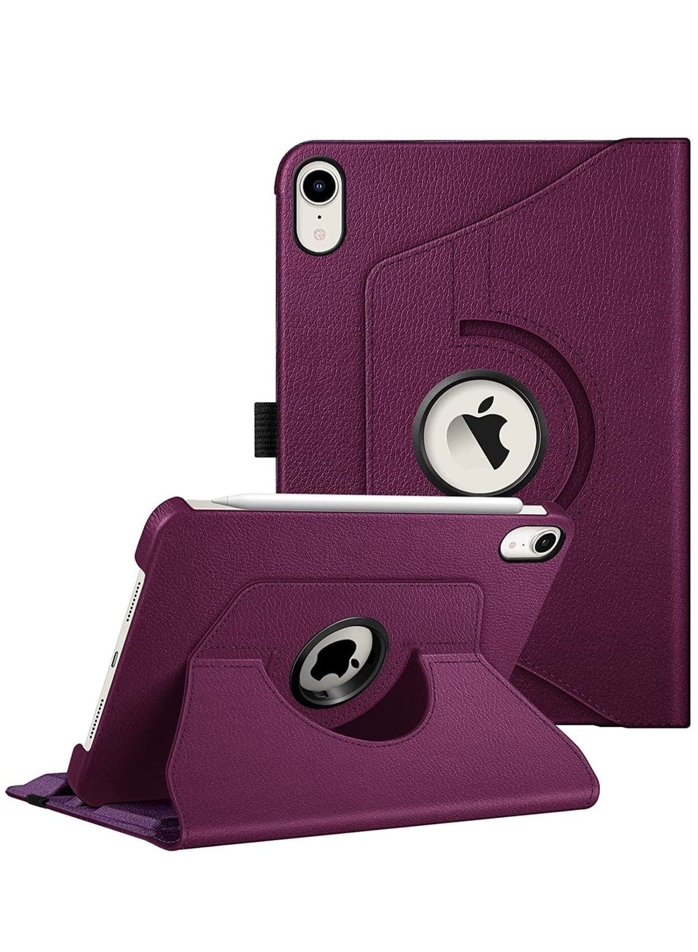 Rotating Case for iPad Mini 6 (6th Generation 8.3 Inch) - 360 Degree Swiveling Stand Protective Back Cover, Auto Wake/Sleep Feature for iPad Mini 6 2021 Model (Purple)