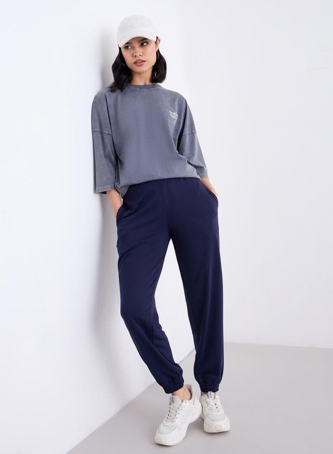 Styli Navy Blue Relaxed Fit Joggers