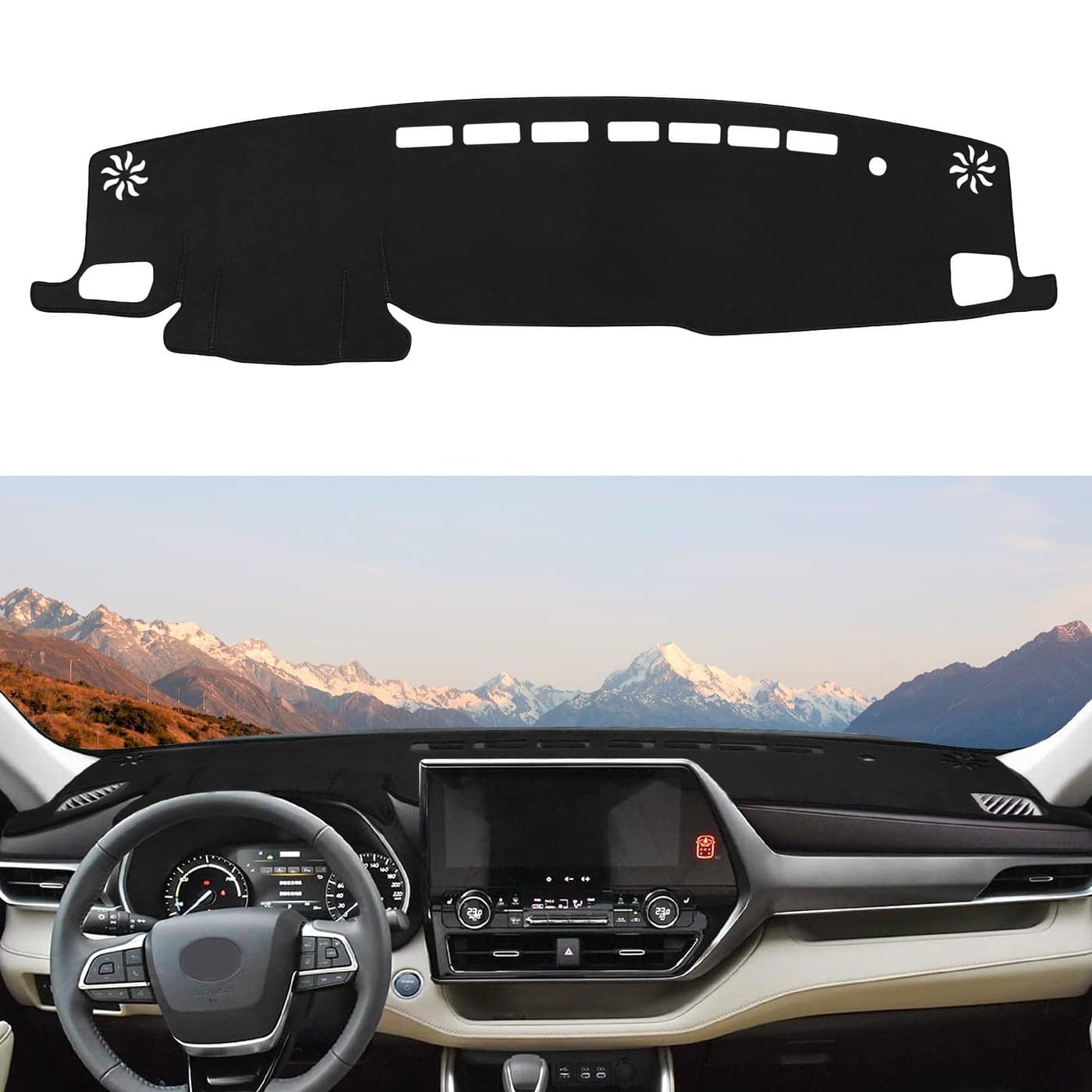 Rilsen Dashboard Cover Mat Custom Fit for Toyota Highlander 20202024 2025 Dash Cover Nonslip Dash Mat Protector Sunshade No Glare Black Without HUD