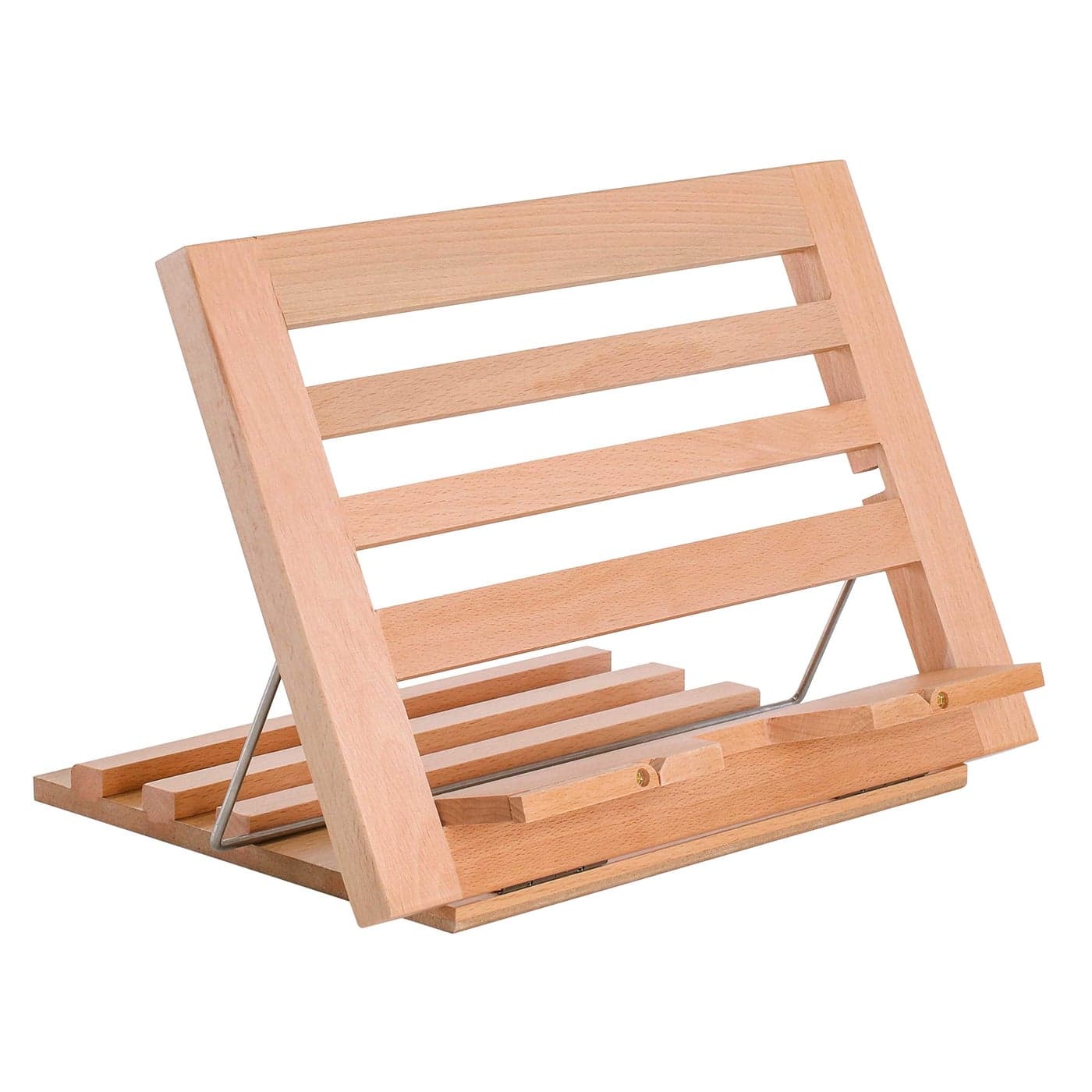 US Art Supply Large Wooden Table Easel Adjustable Incline 2 Page Holders Functions as Wooden Cookbook Stand Kitchen Countertop Recipe Rack Tablet Rest Cook Book Holder for Kitchen Counter