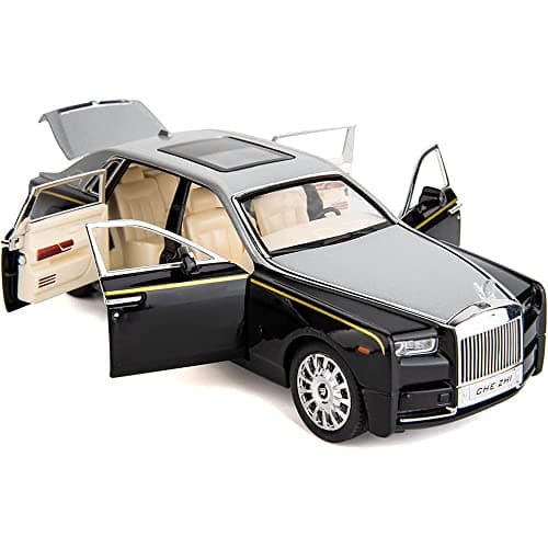 Coelon Kids Metal 1:32 Diecast Car Modal RR Phantom Car Zinc Alloy Pull Back car with Openable Doors Sound and Light (Silver)