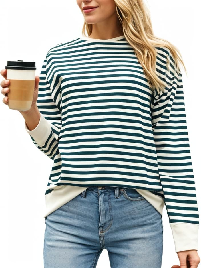 MACK JONNEY Women Striped T-Shirt || T-Shirt for Women || Full Sleeve T Shirt || T-Shirt-MACK640630