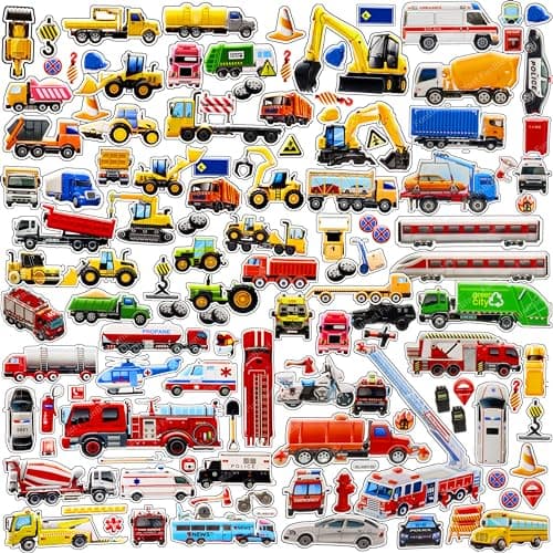 FunBlast Vehicle Theme Sticker Set – Kawaii Puffy Stickers for Kids, 3D Stickers for Girls, Aesthetic Sticker, Cute Sticker, Self Adhesive Stickers (Set of 2)