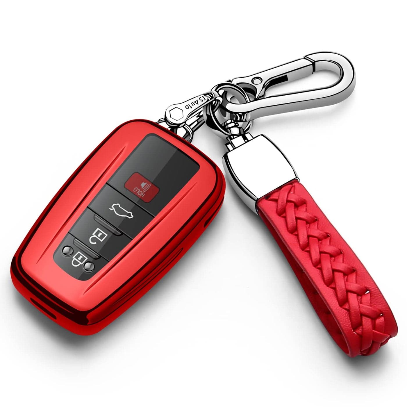 Autophone for Toyota Key Fob Cover with Keychain Soft TPU Key Shell CaseFor 20192026 Rav4 20202022 Highlander Corolla Prius 20182024 Camry CHR Avalon GT86 20212024 4runner Red