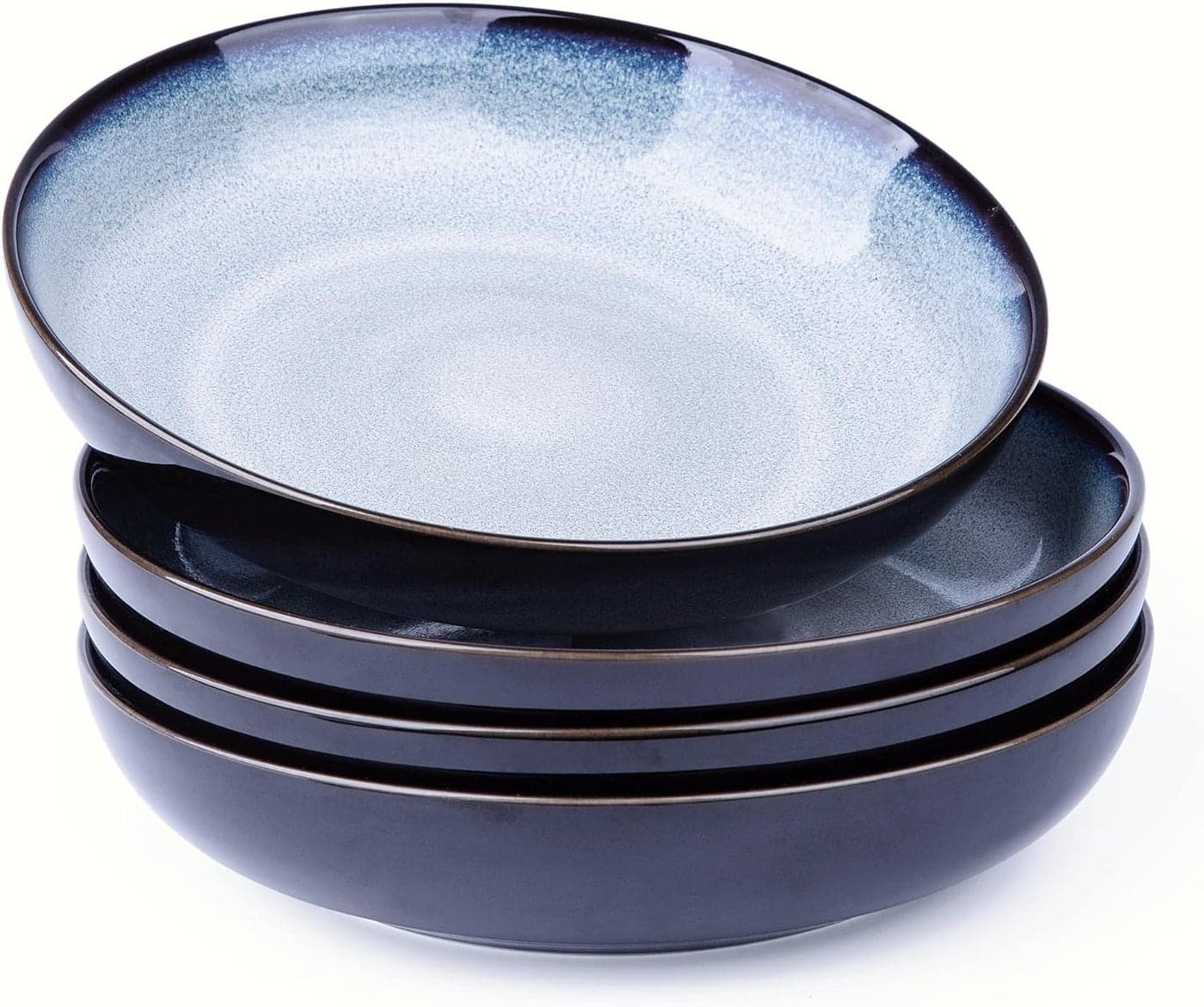 LERATIO Pasta BowlsCeramic 38oz Pasta Bowls90 Reactive Glaze Pasta Bowl Set of 4Microwave DishwasherOven SafeLarge Wide Serving Bowls for Salad Dessert Pizza FruitGray White