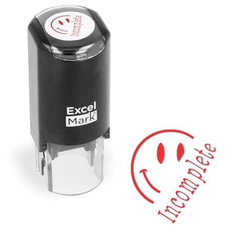 ExcelMark Incomplete - Self-Inking Round Teacher Stamp - Red Ink