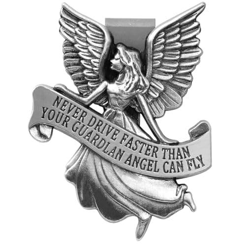 Aleiport Guardian Angel Car Visor Clip, St. Christopher Medal for Car, Car Accessories Safety Gifts for New Drivers Teens Boys Parent Family Friends, New Car Gifts (Guardian Angle-1)