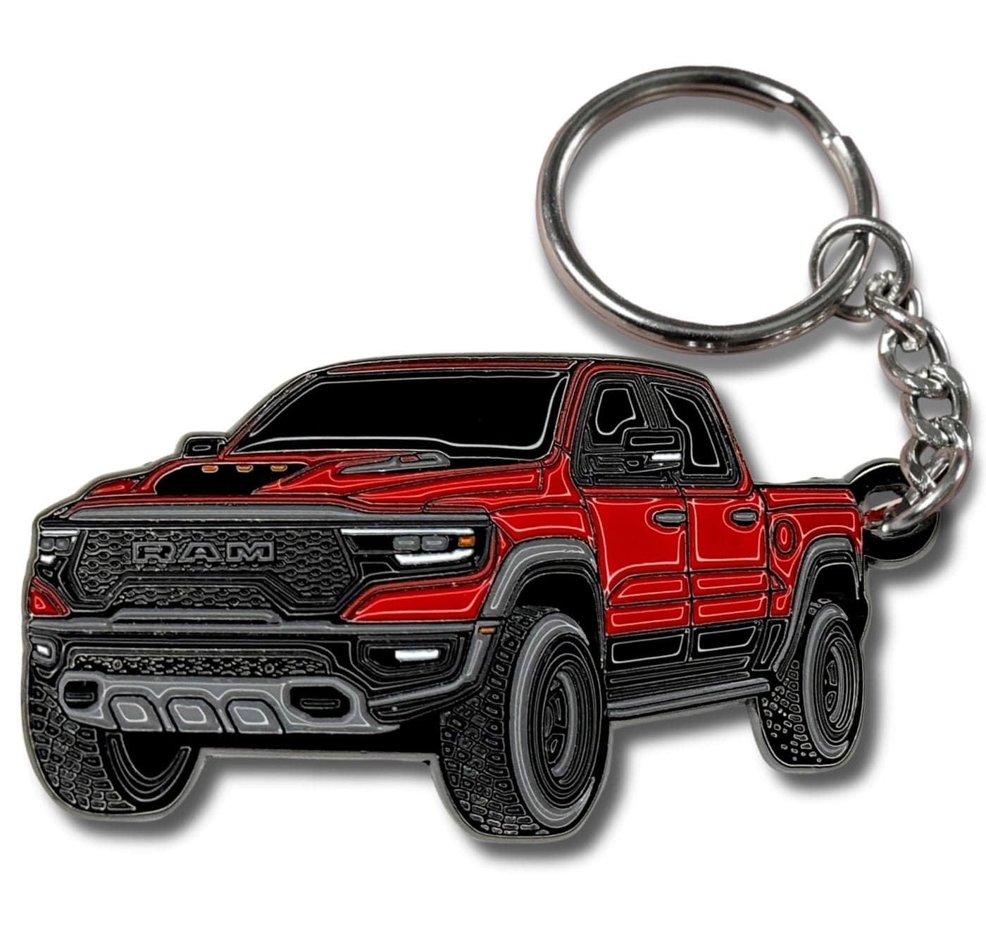 FOUR WHEEL BEAST Dodge RAM Keychain 1500 Accessories - Officially Licensed - Ram 2500 Toy Truck Key Chain 2019-2025 (Red)