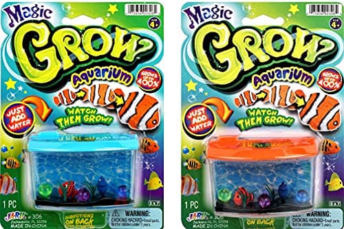 JARU Magic Growing Fish Aquarium Toy for Kids 2 Packs Grow Bigger in Water Fun Expanding Animals Great Educational Toy for Boys and Girls Idea and Party Favor