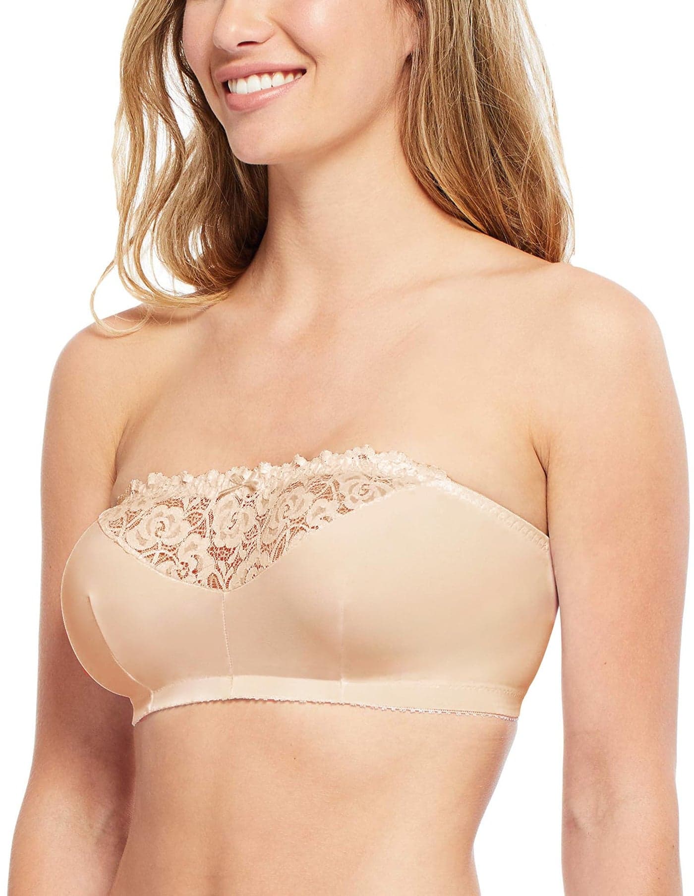 Carole Martin Strapless Bras for Women, Wireless Womens Bandeau Bra from Small to Plus Size - 44 Beige