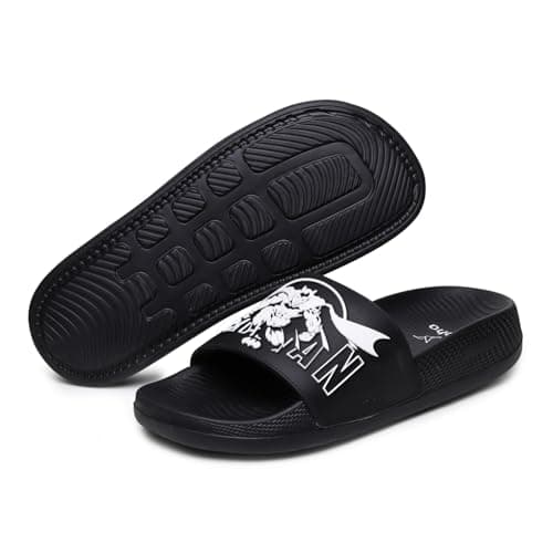 YOHO Batman: Dark Knight Sliders for Men, Comfortable and Lightweight Slides, Footwear for Man & Boys, Official WB Superhero Merchandise -004 | White - UK 7