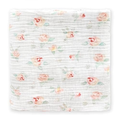 SwaddleDesigns Cotton Muslin Swaddle Blanket Receiving Blanket for Baby Boys Girls Best Registry Gift 46x46 inches Watercolor Peachy Pink Floral