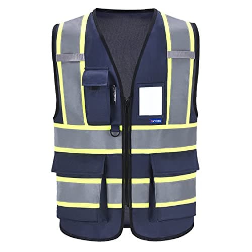 AYKRM 11 colors available navy safety vest with Pockets Zipper