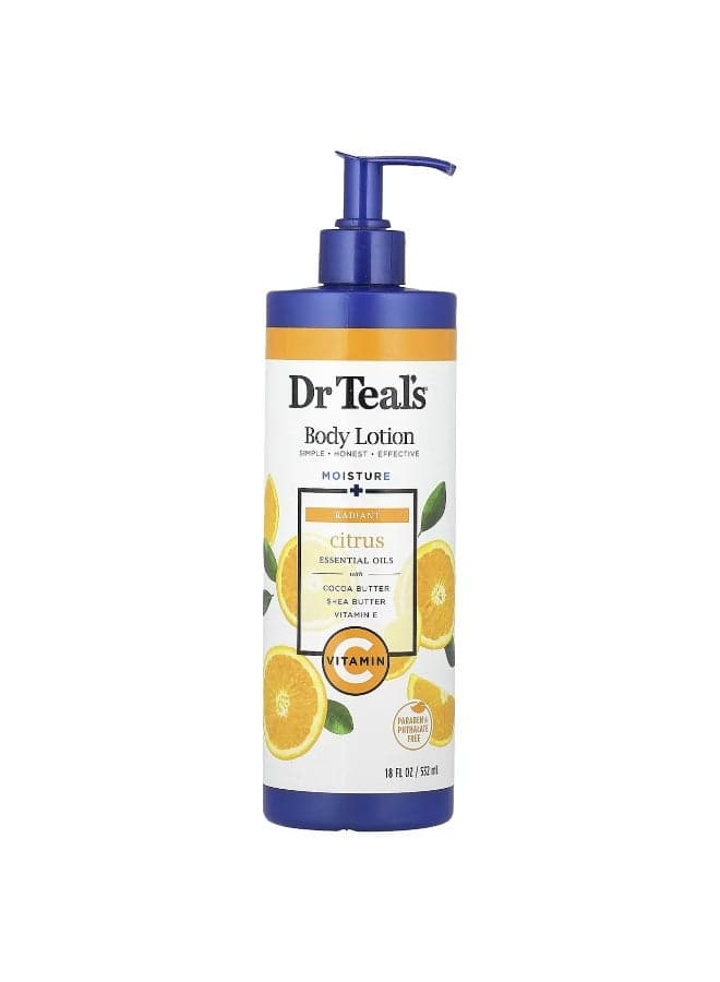 Dr. Teal's, Body Lotion, Moisture + Radiant, Citrus, 18 fl oz (532 ml)