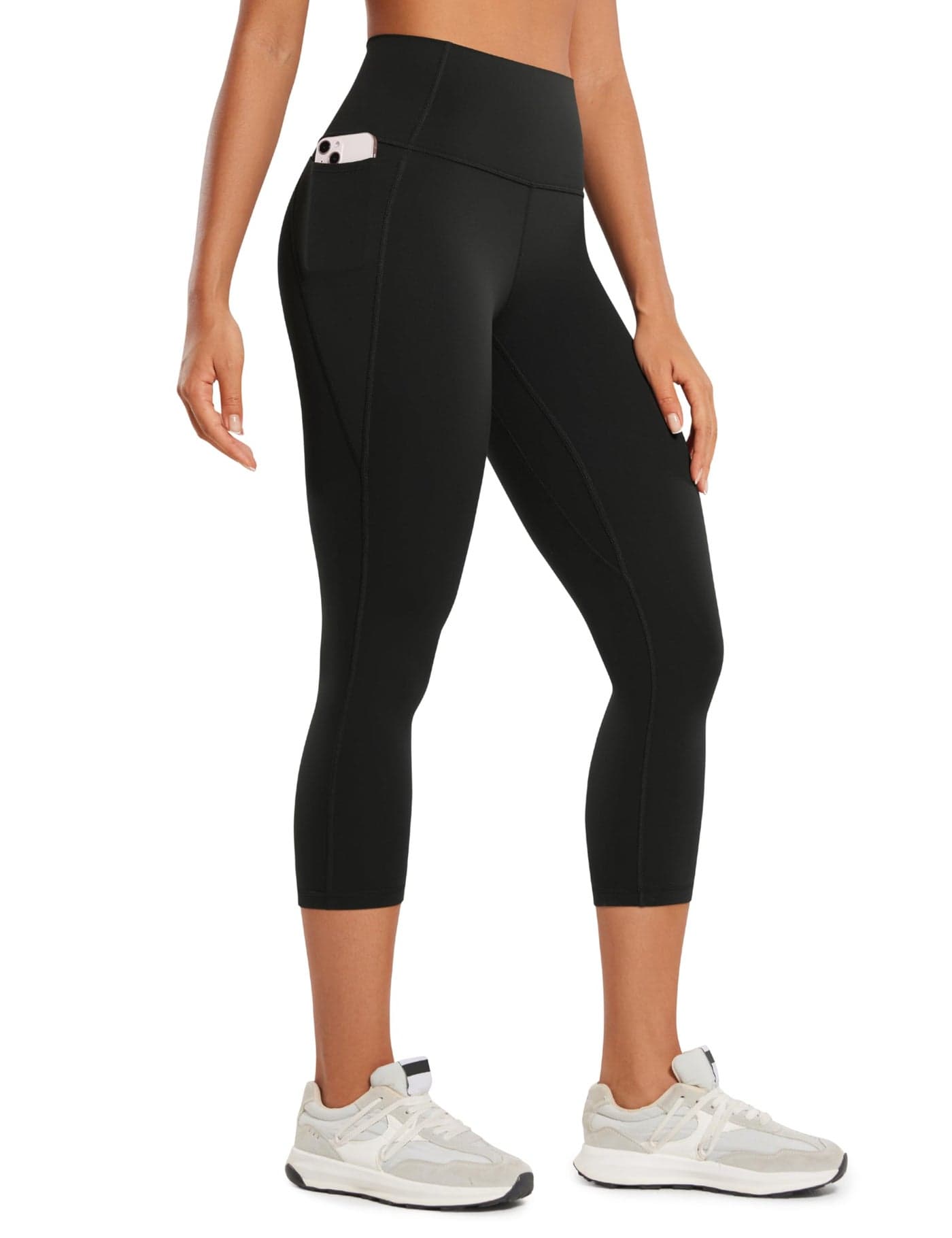 CRZ YOGA Butterluxe Workout Capri Leggings Pockets 21" - High Waisted Gym Athletic Womens Crop Yoga Black X-Small