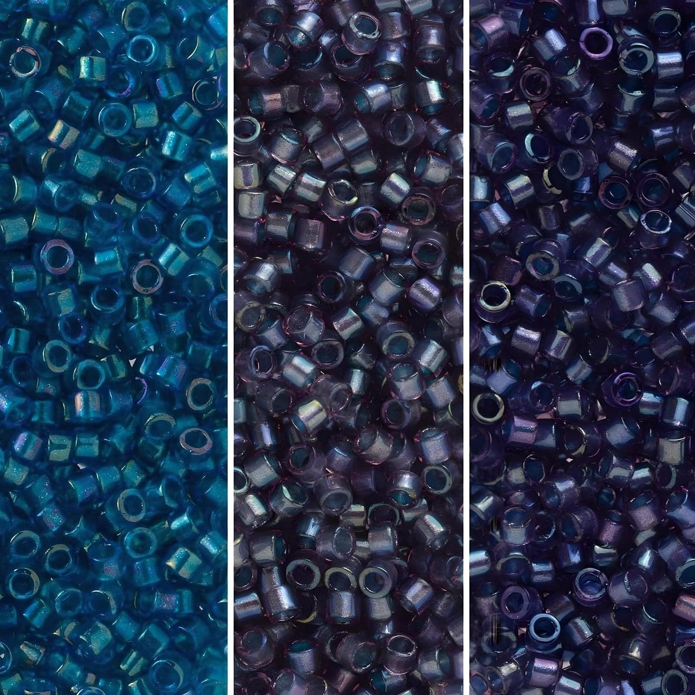 Miyuki Delica Seed Beads Bundle Size 110 Blue Inside Color Lined Palette Collection DB2385 DB2386 DB2387