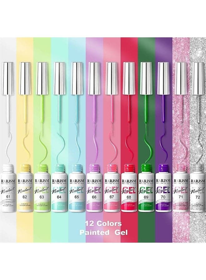 Gel Liner Nail Art, Cotton Candy Collection Painting Gel Nail Art Polish Set Wire Drawing Gel for Nail Adesign