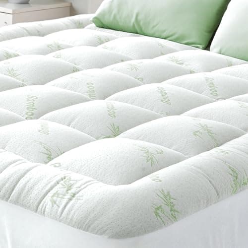 Ultra Soft Twin Size Mattress Topper Viscose Made from Bamboo Pillow Top Mattress Pad for Back Pain Relief Naturally Cooling for Hot Sleepers Green