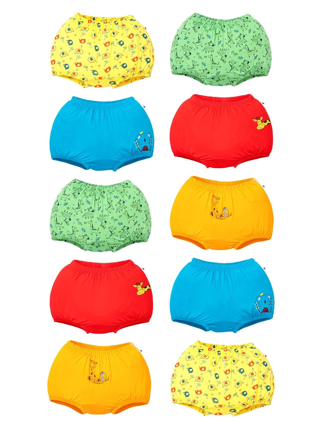 superbottoms Basic™ Bloomer for Kids| Unisex, 100% Pure Cotton Innerwear | Breathable & Soft Kids Underwear | Baby Bloomers for 2y – 3y | Wonder Wild I Pack of 10