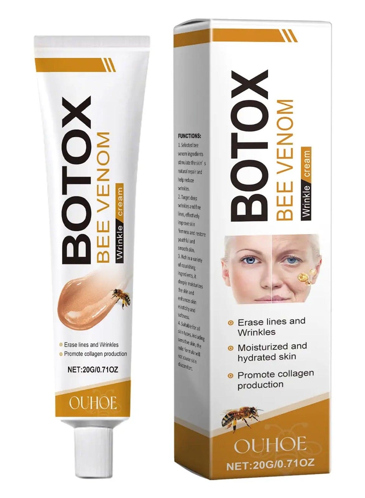 1Pcs Botox Bee Venom Wrinkle Removal Cream, Bee Venom Anti-Wrinkle Firming Cream,Moisturizing, Lifting & Recovery - All Skin Types - Anti-Aging