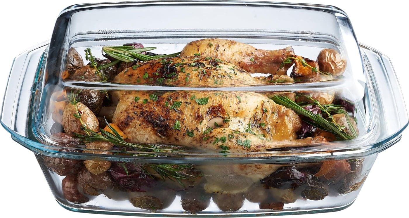 Simax Large Glass Casserole Dish Oven Safe Cookware With Lid Oblong Covered Glass Dish For Baking Serving Cooking Microwave and Dishwasher Safe Bakeware 3 Quart Capacity