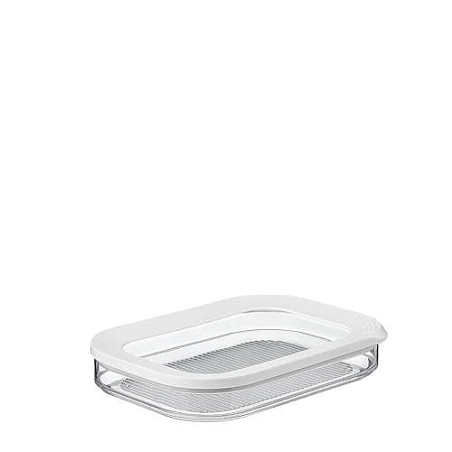 Mepal Modula Rounded Food Storage Box with Lid | Ideal for Cold Cuts, Cheese, and More | Stackable Design | Transparent Framed Lid | BPA-Free, Nordic White (18.6oz/550ml)