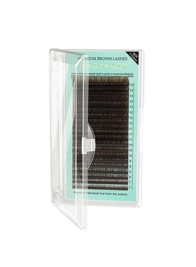 Natural Brown Color Eyelash Extensions 0.07mm B curl 7-15mm Mix Tray Individual Lashes Classic Faux Mink Volume 20 rows Soft Eyelash Supplies
