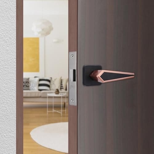 Godrej Mortise Door Handle | Handle for Internal Doors, Bathroom Doors | NEH 22 | Retractable Baby Latch | Matte Black Rose Finish | Keyless Mechanism for Privacy | 5 Years Warranty