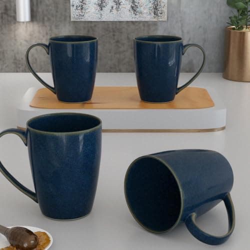 The Earth Store Galaxy Blue Coffee Mug Set of 4 Ceramic Mugs to Gift to Best Friend, Tea Mugs, Microwave Safe Coffee Mugs, Ceramic Tea Cups (340 ml Each)