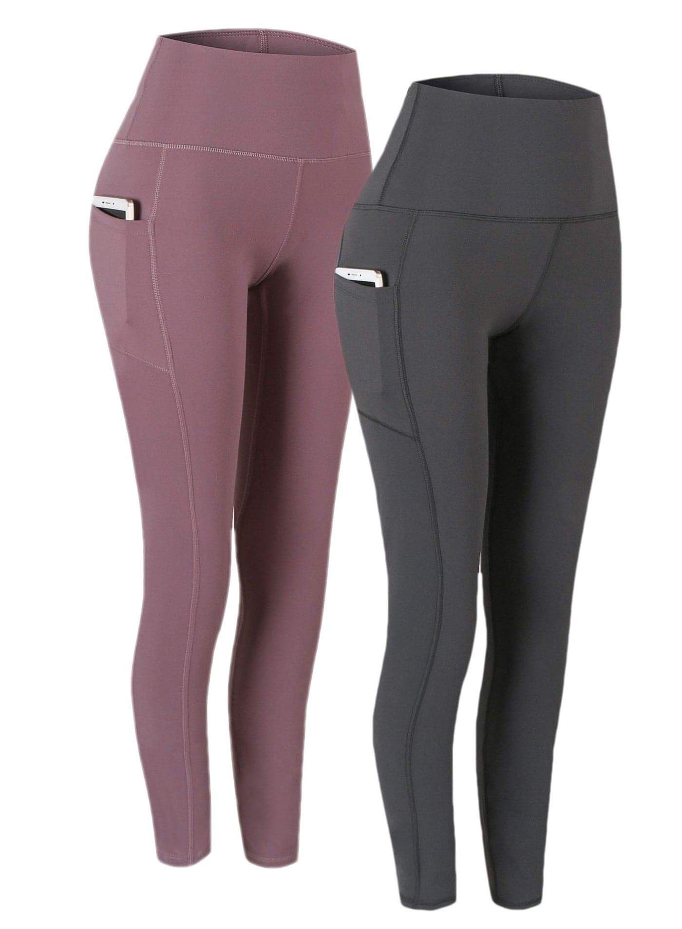 Fengbay 2 Pack High Waist Yoga Pants with Pocket Leggings Tummy Control Workout Running Yoga Leggings for Women